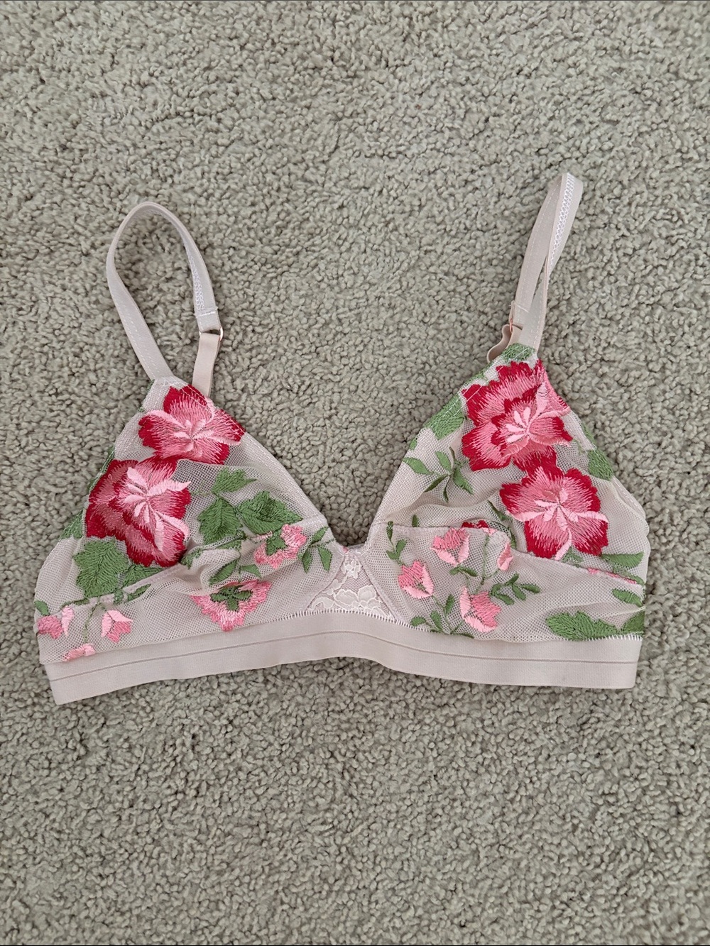 Xirena Embroidered Floral Mesh Bralette - Pink Floral